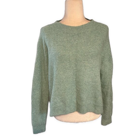 Hazel Moon Solid Teal Green Long Sleeve Crew Neck Oversized Knit Sweater Small - Picture 1 of 4